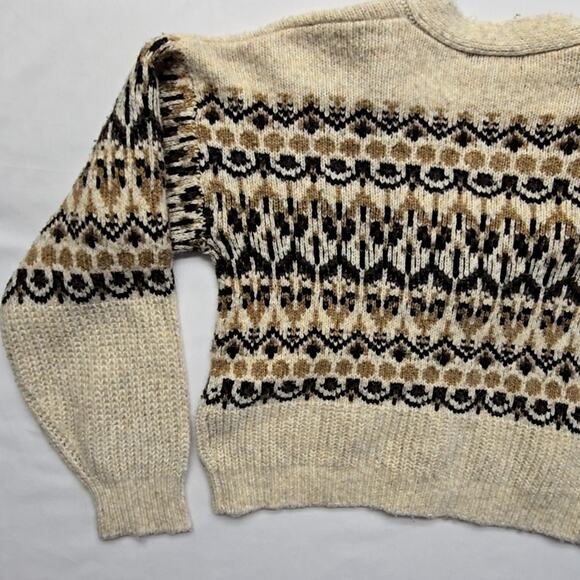 Steve Madden Fair Isle Cardigan Beige Black Pattern Knit Women Small Sweater - Picture 9 of 13